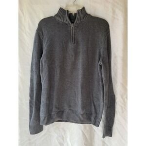 Croft & Barrow Men's Large 1/4 Zip Pullover Sweater Gray Mock Neck Office Casual